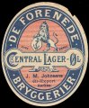 Central Lager-l - Aftapperetiket J. M. Johnsens l-Export Aarhus