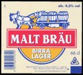 Malt Bru Birra Lager 66 cl - Frontlabel with barcode